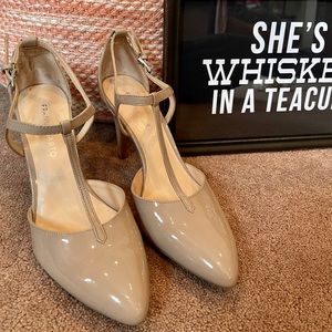 Franco Sarto Nude Patent Leather Pumps